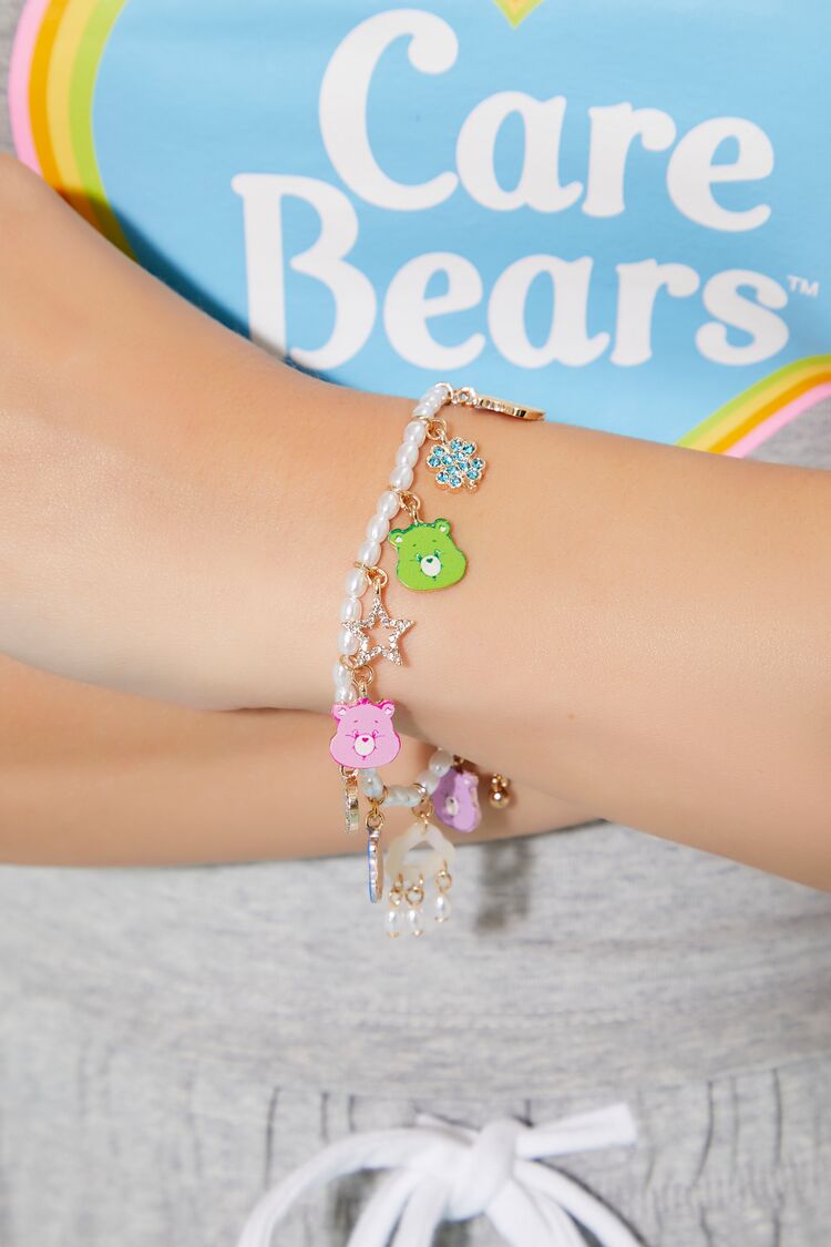 Forever 21 Women's Faux Pearl Care Bears Charm Bracelet Gold/Multi