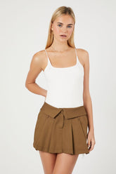 Forever 21 Women's Foldover Pleated Skirt Cypress