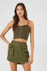 Forever 21 Women's Dolphin-Hem Cargo Mini Skirt Cypress