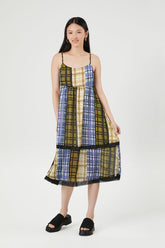 Forever 21 Women's Reworked Plaid Midi Dress Blue/Multi