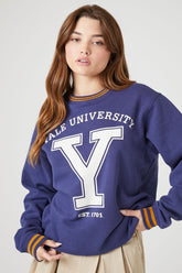 Forever 21 Women's Yale University Varsity-Striped Pullover Blue/Multi