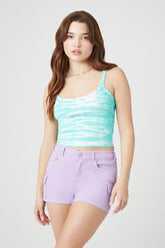 Forever 21 Women's Twill Mid-Rise Cargo Shorts Lavender