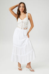 Forever 21 Women's Tiered Maxi Skirt White