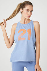 Forever 21 Women's Active 21 Graphic Tank Top Dress Blues/Sunset