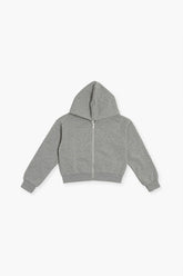 Forever 21 Girls Fleece Zip-Up Hoodie Sweatshirt (Kids) Heather Grey