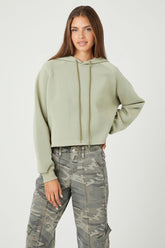 Forever 21 Women's Fleece Raglan-Sleeve Hoodie Sweatshirt Sage