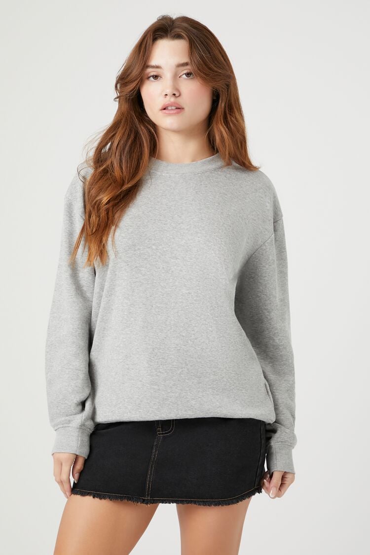 Forever 21 Women's Fleece Drop-Sleeve Pullover Heather Grey