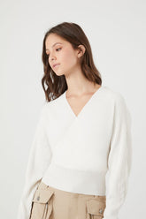 Forever 21 Knit Women's Slouchy Surplice Sweater Ivory