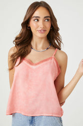 Forever 21 Women's Crochet-Trim Mineral Wash Cami Pink