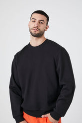 Forever 21 Men's Cotton-Blend Crew Pullover Black