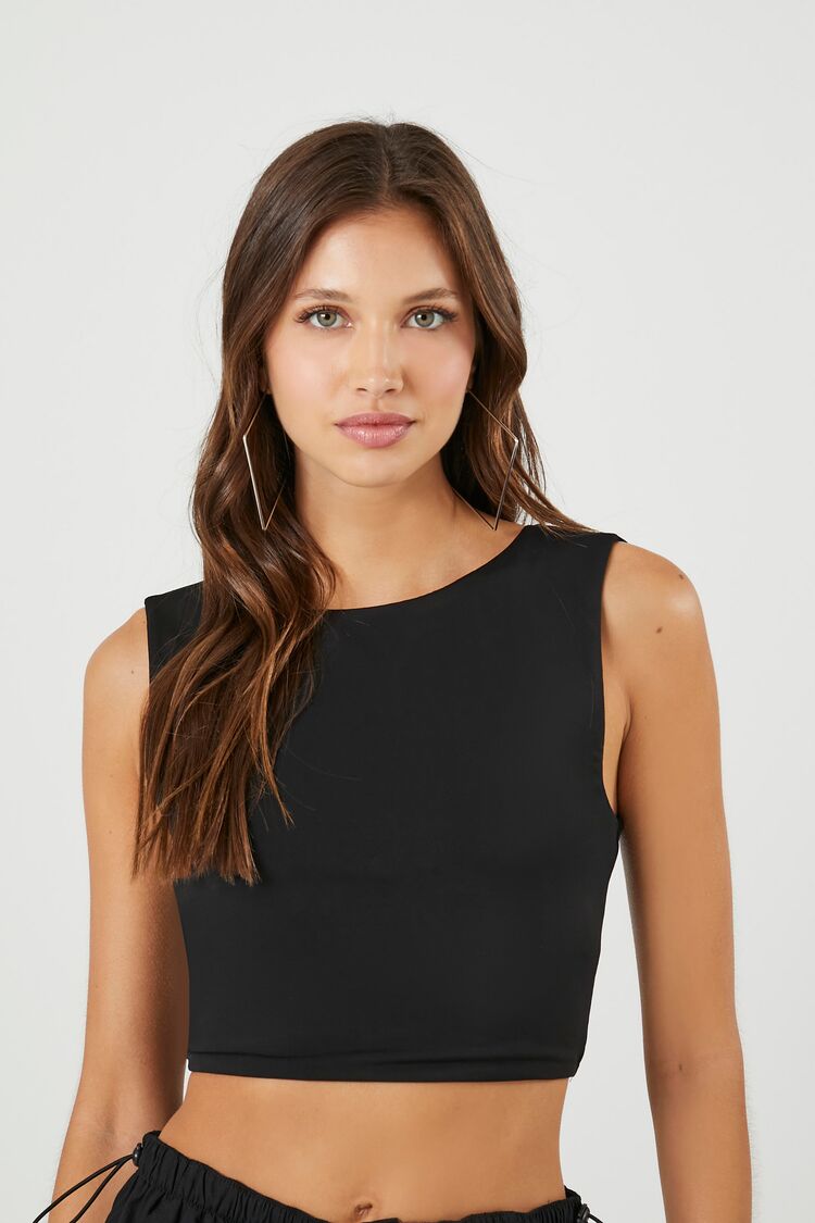 Forever 21 Women's Strappy Cutout Crop Top Black