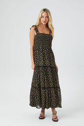 Forever 21 Women's Floral Print Maxi Long Dress Black/Multi