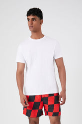 Forever 21 Men's Checkered Swim Trunks Red/Black