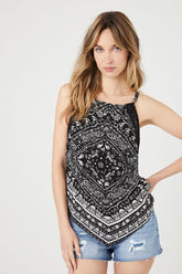 Forever 21 Women's Paisley Handkerchief Tank Top Black/Multi