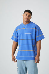 Forever 21 Men's Striped Short-Sleeve T-Shirt Royal/Multi