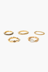 Forever 21 Women's Faux Stone Stretch Bracelet Set Gold