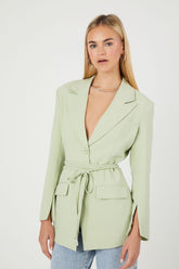 Forever 21 Women's Belted Cutout Blazer Light Green