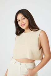 Forever 21 Women's Cropped Muscle T-Shirt Warm Sand