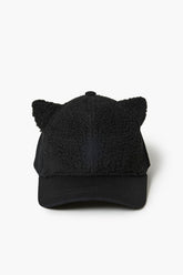 Forever 21 Girls Plush Cat-Ear Baseball Cap (Kids) Black