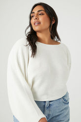 Forever 21 Knit Plus Women's Open-Back Sweater White