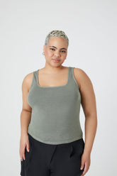 Forever 21 Plus Women's Jersey Knit Tank Top Dark Olive