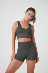 Forever 21 Women's Active Seamless Colorblock Biker Shorts Black/Dark Olive