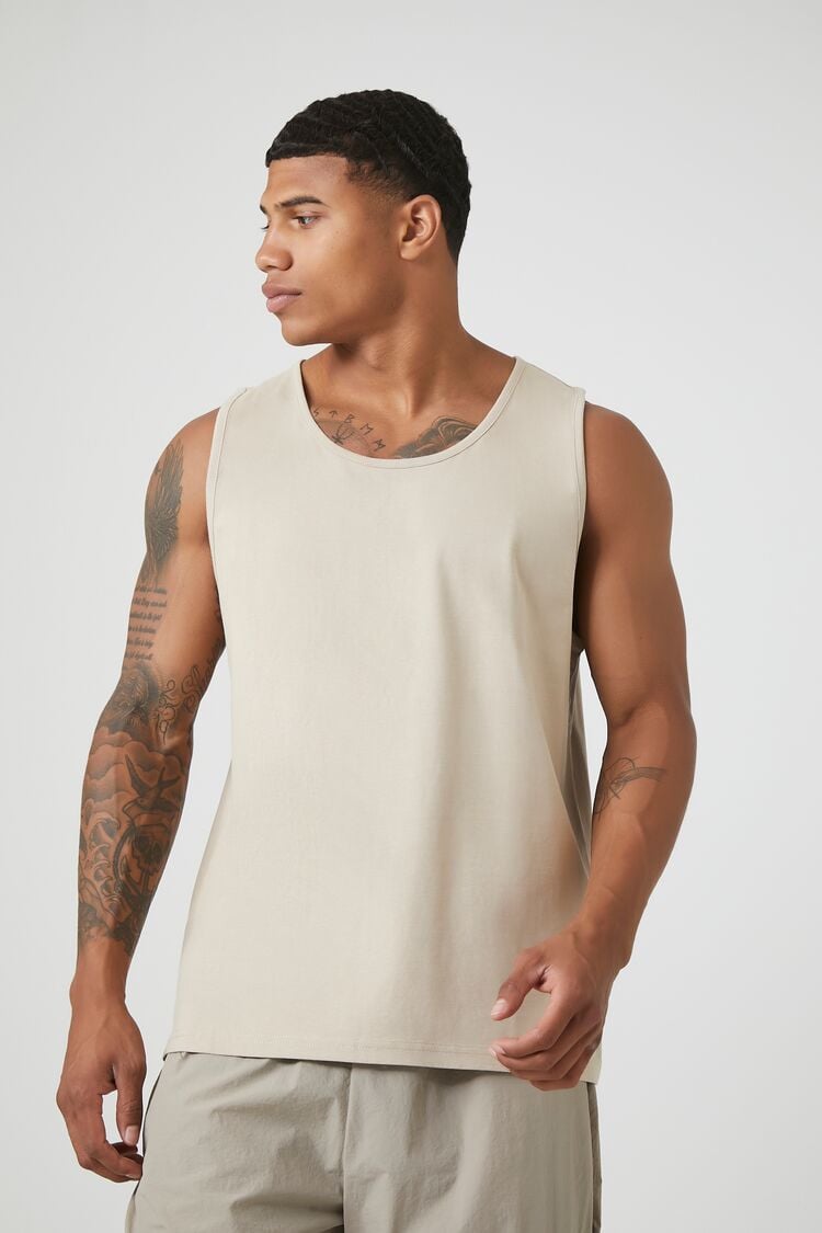 Forever 21 Men's Scoop-Neck Tank Top Taupe