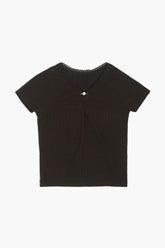 Forever 21 Girls Ruched Rosette T-Shirt (Kids) Black