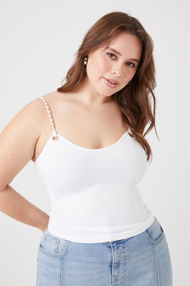 Forever 21 Plus Women's Chain-Strap Cami White