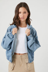 Forever 21 Women's Hooded  Jacket Large Denim