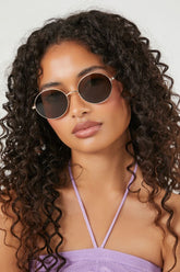 Forever 21 Women's Round Frame Sunglasses Gold/Brown