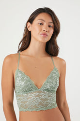 Forever 21 Women's Floral Lace Longline Bralette Tea