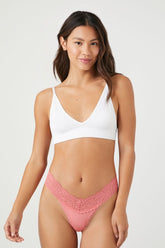 Forever 21 Women's Lace-Trim Thong Panties Adobe Rose