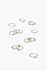 Forever 21 Women's Variety Faux Gem Ring Set Silver