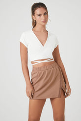 Forever 21 Women's Active Tulip-Hem Skort Ash Brown/Black