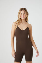 Forever 21 Women's Seamless Fitted Cami Romper Chocolate