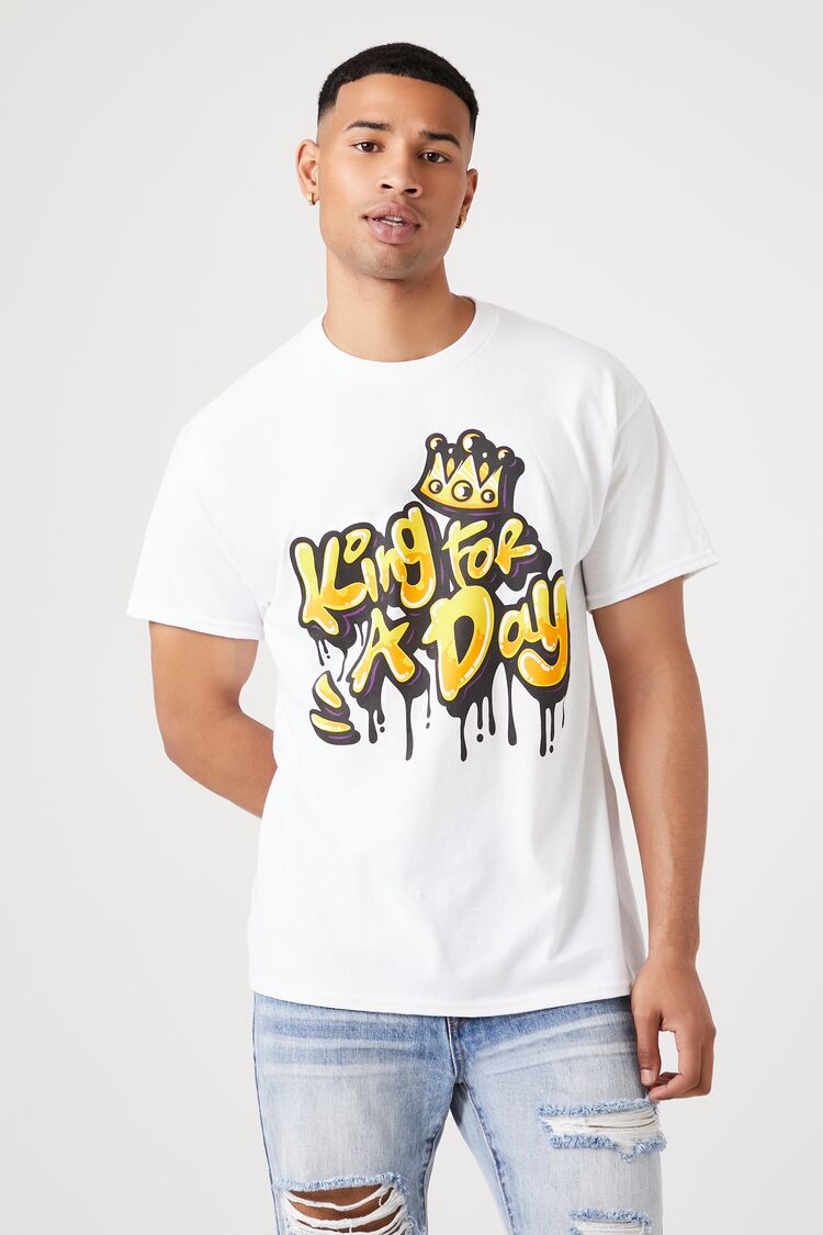 Forever 21 Men's King For A Day Graphic T-Shirt White/Multi