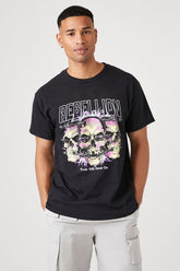 Forever 21 Men's Rebellion Skull Graphic T-Shirt Black/Multi