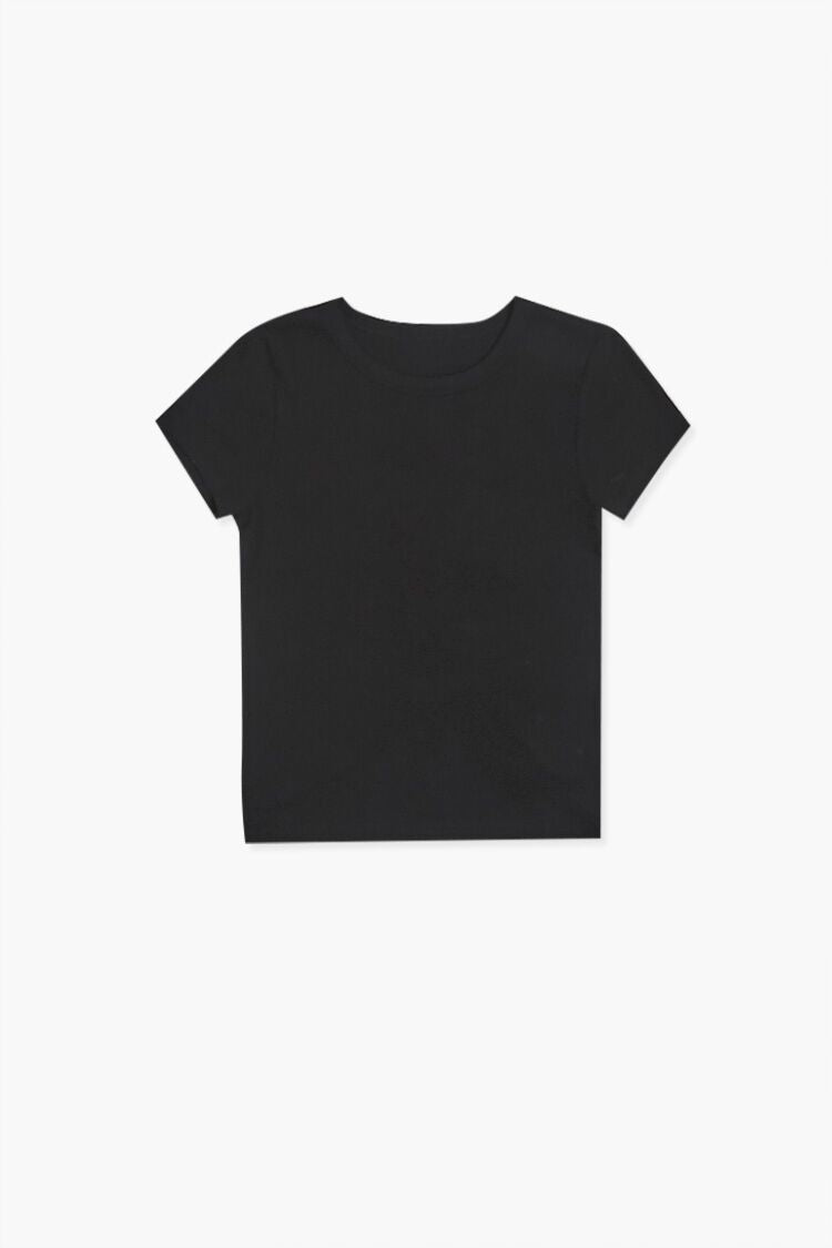 Forever 21 Girls Crew Neck T-Shirt (Kids) Black
