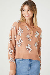 Forever 21 Knit Women's Teddy Bear Print Sweater Brown/Multi