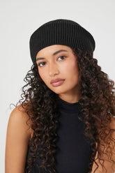 Forever 21 Women's Ribbed Knit Beret Black