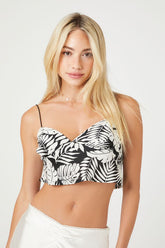 Forever 21 Women's Satin Tropical Leaf Print Cami Black/Ivory