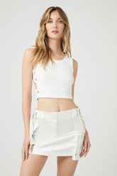 Forever 21 Women's Eyelet Cropped Tank Top White