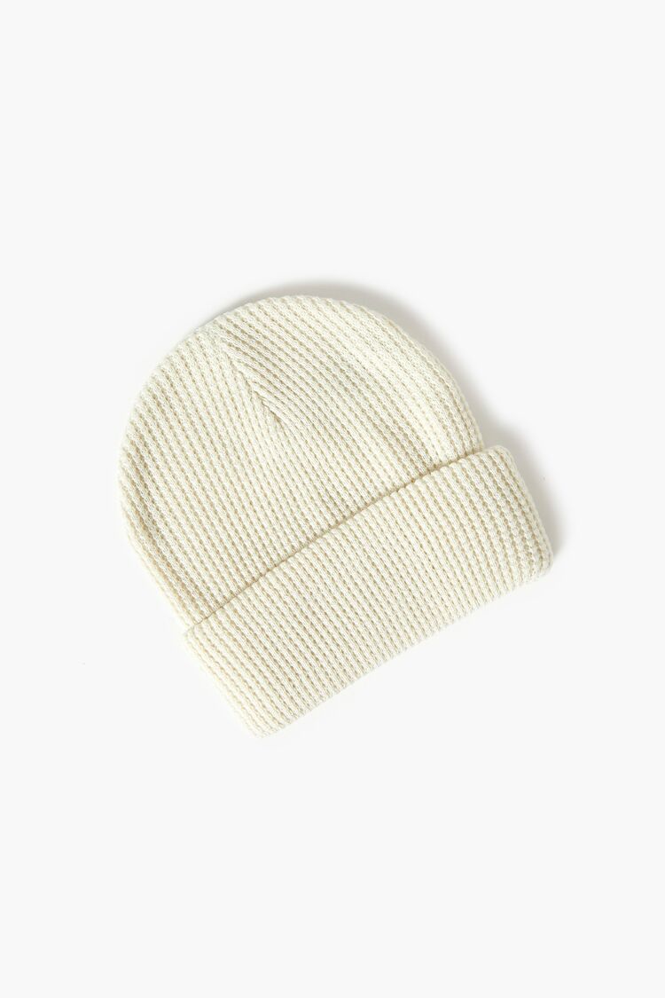 Forever 21 Women's Ribbed Foldover Beanie White