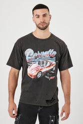 Forever 21 Men's Distressed Corvette Graphic T-Shirt Black/Multi