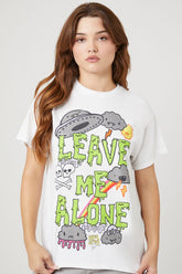 Forever 21 Women's Loyal Army Leave Me Alone Graphic T-Shirt White/Multi