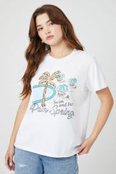 Forever 21 Women's Palm Springs Graphic T-Shirt White/Multi