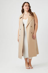 Forever 21 Plus Women's Sleeveless Trench Coat Tan