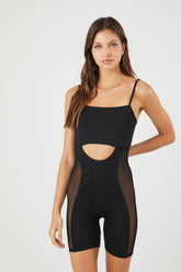 Forever 21 Women's Seamless Sheer Cutout Cami Romper Black