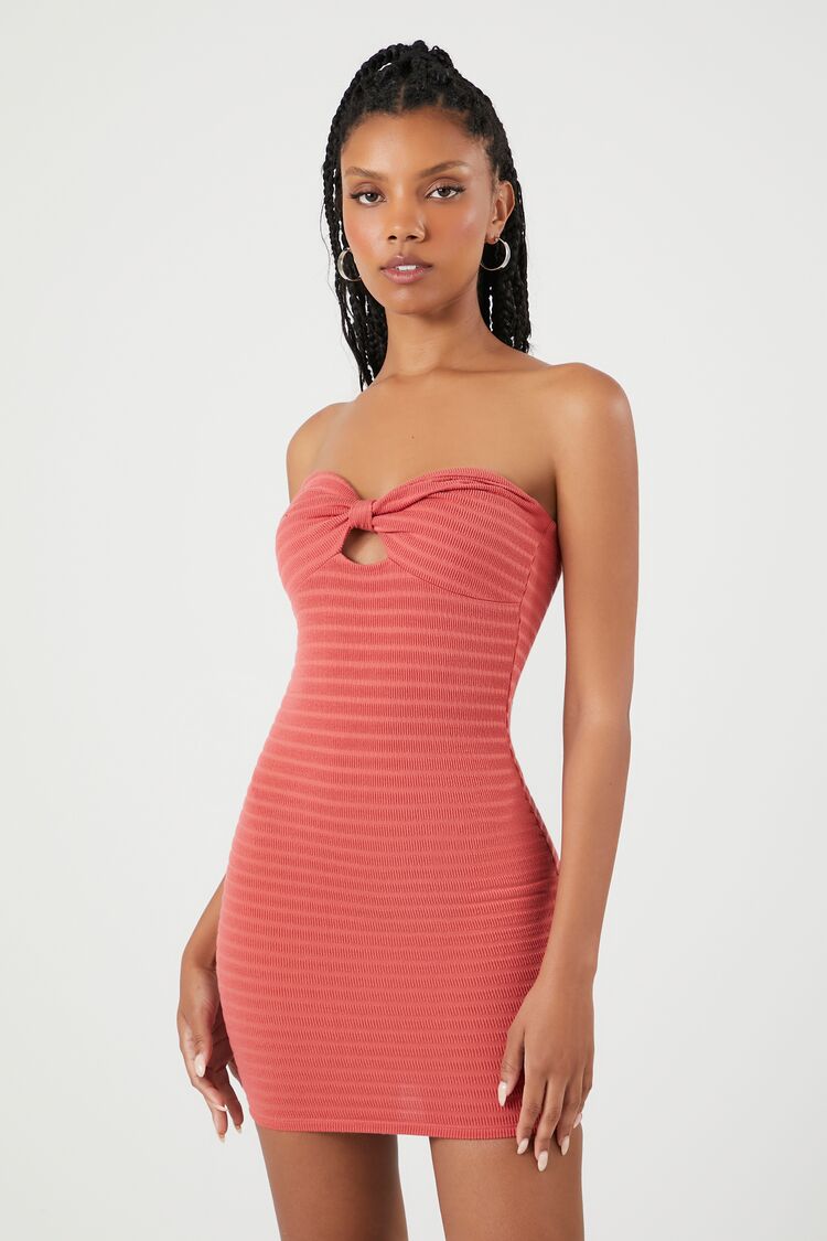 Forever 21 Women's Striped Tube Mini Dress Rose